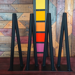 マットブラックでアイアンな極細鉄脚♪ 19×110～19×430mm V型 4脚ver  