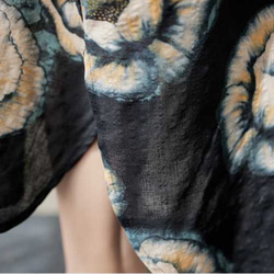 綿麻スタンドカラーワンピース . ゆったりワンピース . シャツワンピース . 七分袖ロングスカート 12枚目の画像