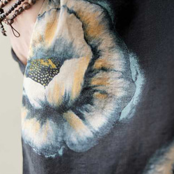 綿麻スタンドカラーワンピース . ゆったりワンピース . シャツワンピース . 七分袖ロングスカート 11枚目の画像