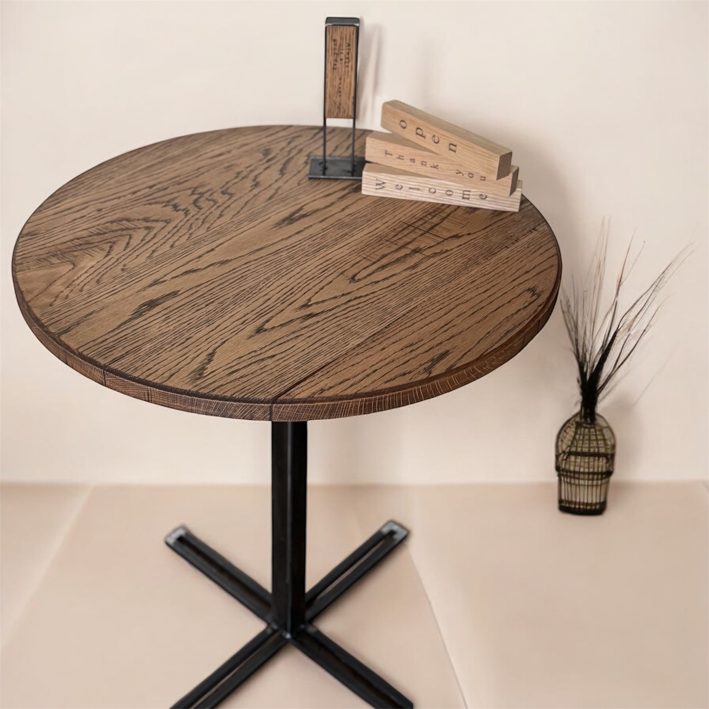 ホワイトオーク ラウンドテーブル カフェテーブル 2人用