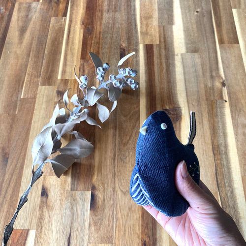 柄リニューアル＞ことりの鍋つかみ 藍色 小鳥 鳥 バード ミトン 紺色