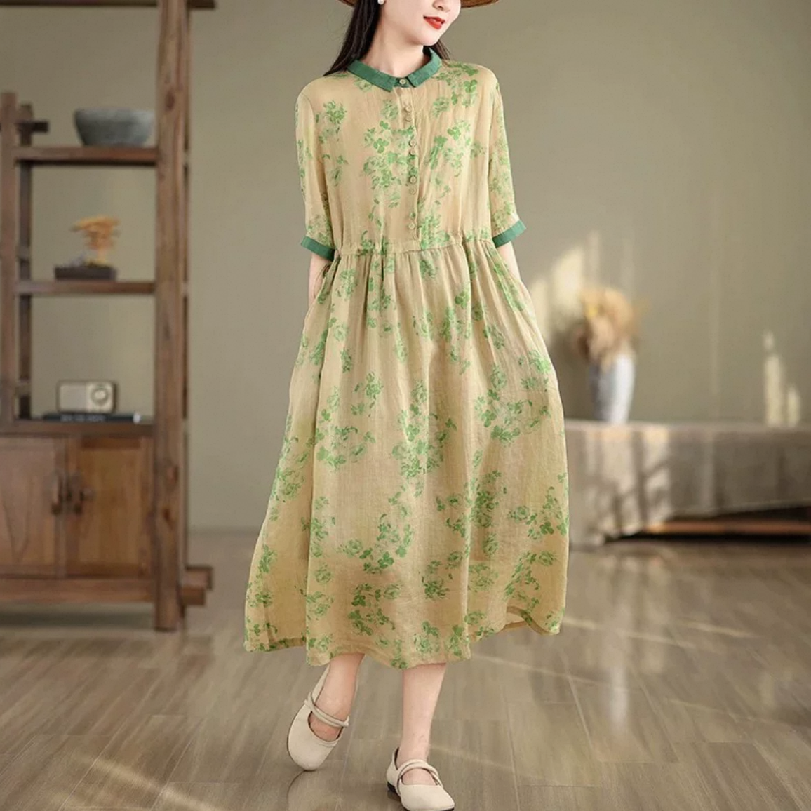 Atsuko Matano 花柄ワンピース 半袖　Mサイズ Atsuko Matano 花柄ワンピース 半袖 Mサイズ Atsuko Matano 花柄