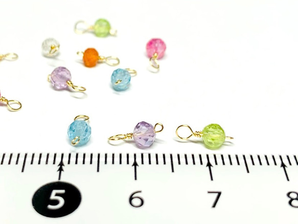 【天然石チャーム】カラフル・セット3ｍｍ　14kgf/シルバー925　6個　ハンドメイド素材 4枚目の画像
