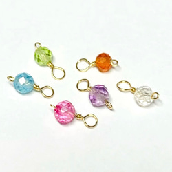 【天然石チャーム】カラフル・セット3ｍｍ　14kgf/シルバー925　6個　ハンドメイド素材 1枚目の画像