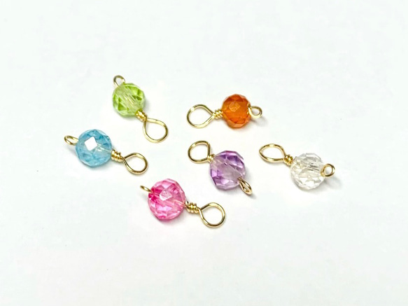 【天然石チャーム】カラフル・セット3ｍｍ　14kgf/シルバー925　6個　ハンドメイド素材 1枚目の画像
