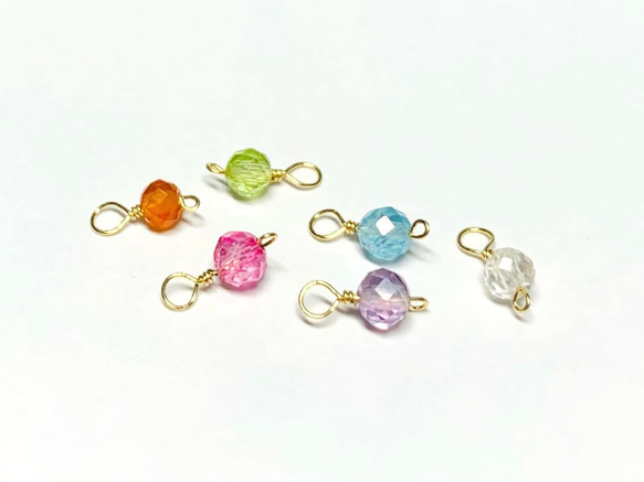【天然石チャーム】カラフル・セット3ｍｍ　14kgf/シルバー925　6個　ハンドメイド素材 2枚目の画像