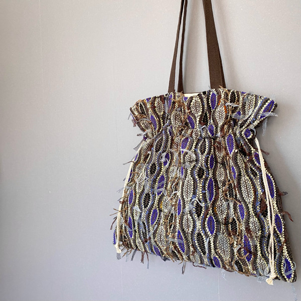 〈 Tsukiyo 〉大人カラー｜手織り｜ショルダー巾着バッグ