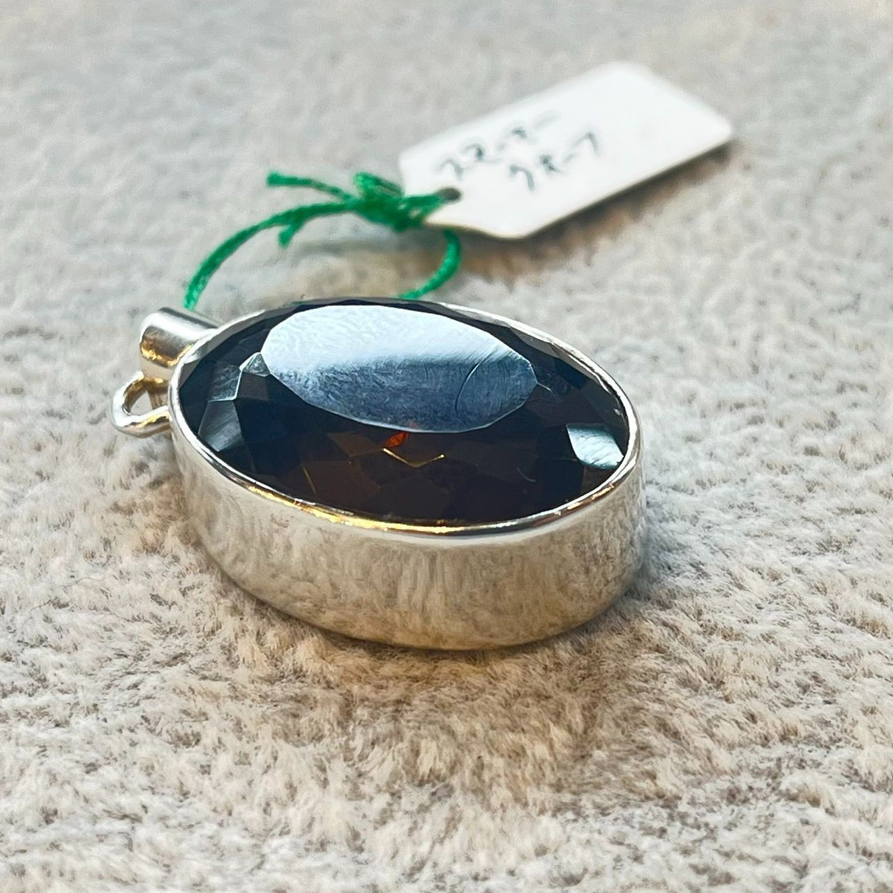 ペンダントトップ 天然石 スモーキークォーツ シルバー925 大粒 ハンドメイド ネックレス チャーム ダークブラウン