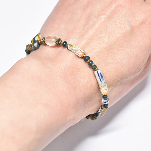 紀元前後 銀化ローマングラスアイビーズ ストア アイ模様銀化ローマン