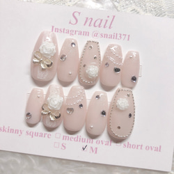 オーダー　ネイルチップ　フレンチガーリーニュアンスワンホン韓国バレエコア薔薇 f0f9b95f1dbbb638f0ca9c20967f07