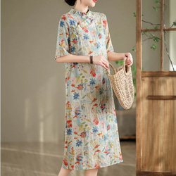 LEONARDO 花柄 半袖 ワンピース 中古・古着通販】LEONARD (レオナール) 花柄ワンピース ブラック