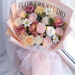 赤ソープフラワー 花束 母の日造花 花 敬老の日フラワーギフト バラ