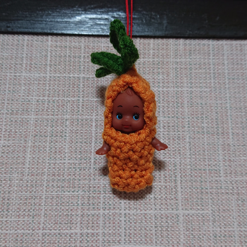 5㌢キューピーストラップ⑩[人参キューピー ] バッグチャーム