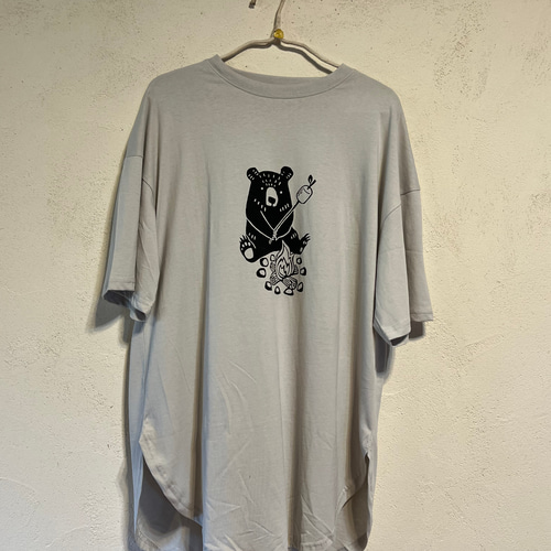 クマさん柄 レディースビッグシルエットTシャツ綿100％【S～4L】 T