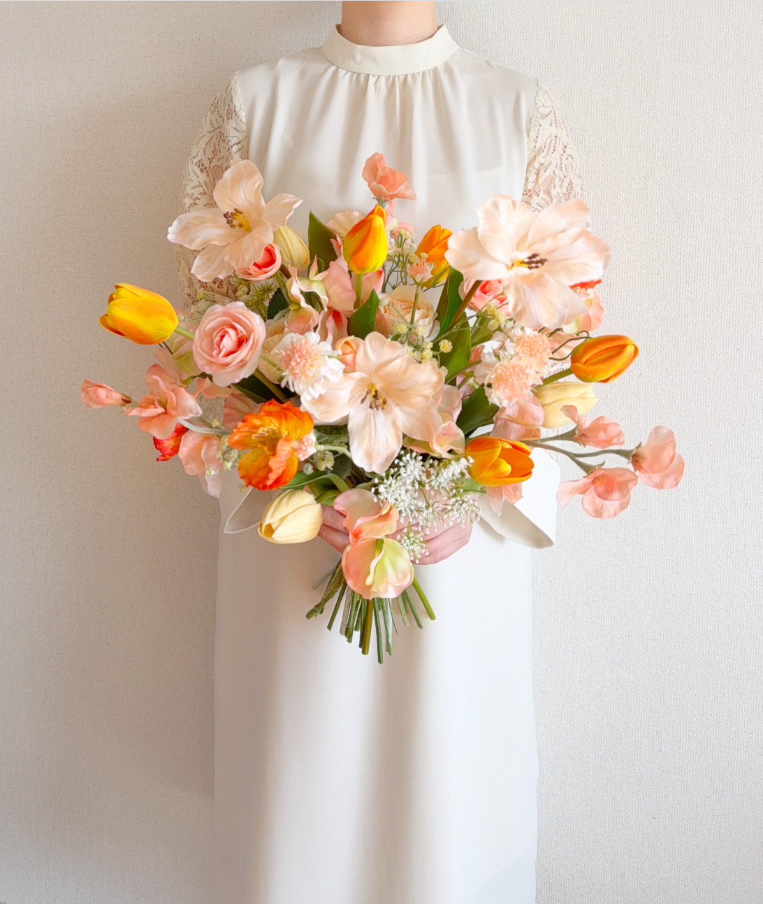【チューリップブーケ】　春ブーケ　オレンジブーケ　ウェディングブーケ