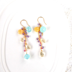 宝石質MIXファセットカットプレシャスオパール k10ロングフック