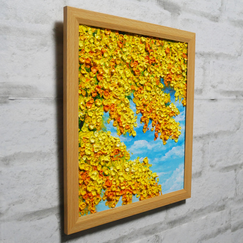 油絵 油彩 油彩画 絵 絵画【ミモザの道】 油絵 油彩 油彩画 絵 絵画【ミモザの道】