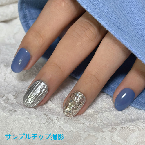 サックス ブルー シルバーラメとシャンパンゴールドmix シルバーミラー