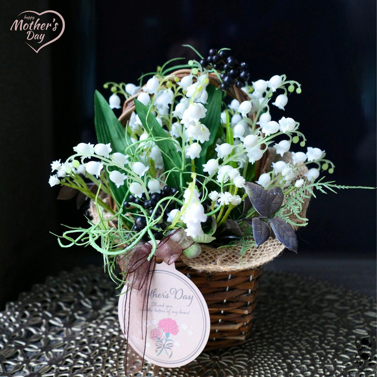 【 母の日ギフト 】スズラン アレンジメント 造花 送料無料 インテリア ギフト プレゼント 置物 CT触媒 鈴蘭 白