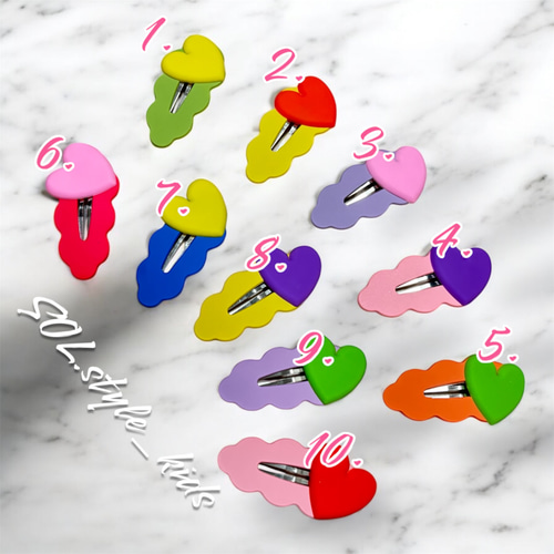 選べる10色 ハートポップスナップピン ヘアピン ヘアクリップ