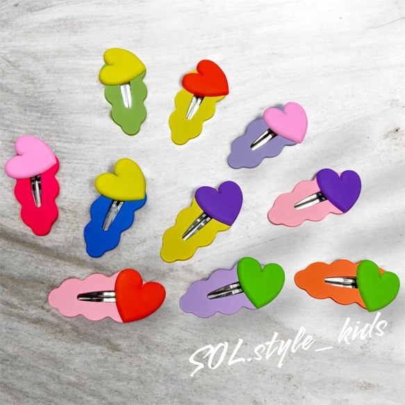 選べる10色 ハートポップスナップピン ヘアピン ヘアクリップ