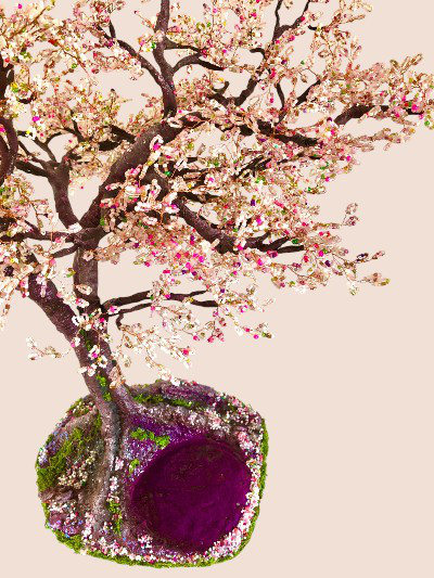 桜　ビーズ　盆祭　おみやげ　花びら　スタンド　春　木　電気スタンド　インテリア