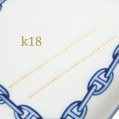 注文割引 k18ピアス 4面ダイヤカットあずきチェーン アメリカンピアス アクセサリー