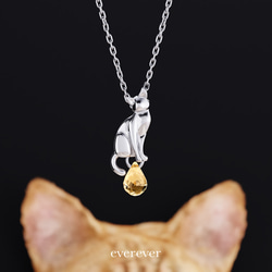 ミックスver.かしげ猫ネックレス【選べる猫種×天然石】 8枚目の画像