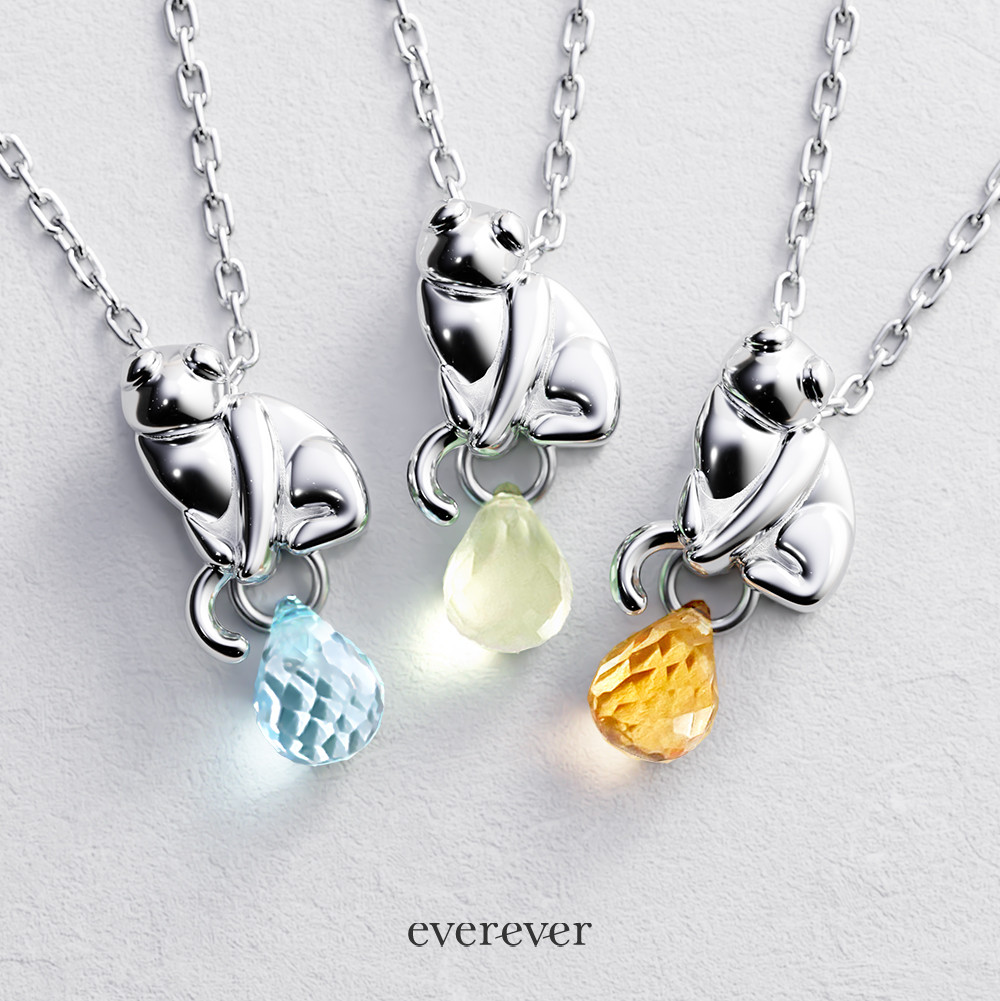 スコティッシュフォールドver.かしげ猫ネックレス【選べる猫種×天然石】 7,326円