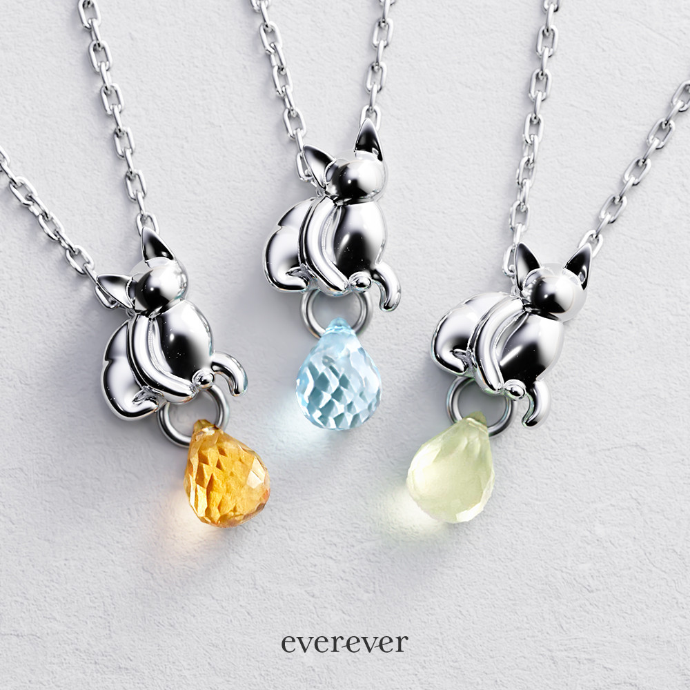 マンチカンver.かしげ猫ネックレス【選べる猫種×天然石】
