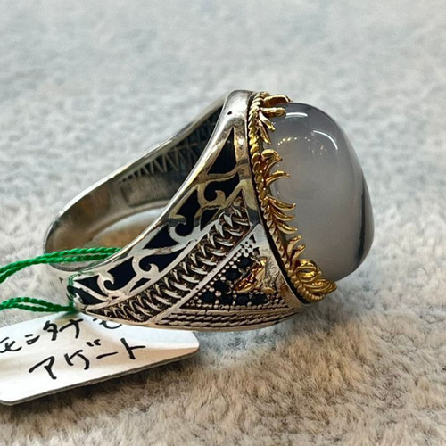 新品モンタナアゲート　シルバーリング モンタナアゲートリング、スターリングシルバーアゲートリング