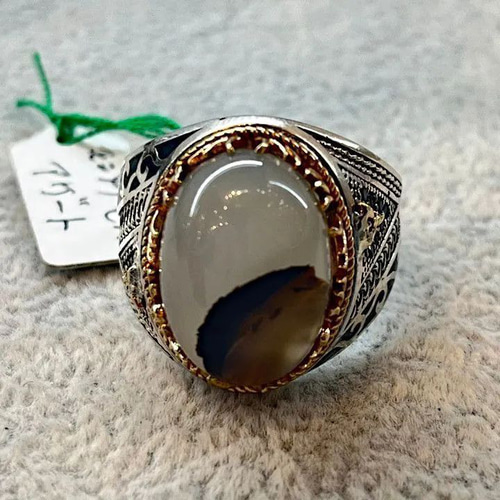 新品モンタナアゲート　シルバーリング ハンドメイドモンタナアゲートリング：スターリングシルバー、サイズ