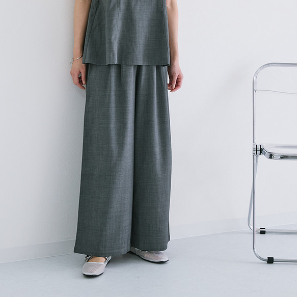 【セール】麻タッチで爽やかな印象に♡ポッコリお腹にもオススメ ペプラムキャミ ビスチェ パンツ セットアップ 24168 17枚目の画像