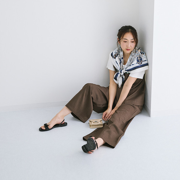 【セール】麻タッチで爽やかな印象に♡ポッコリお腹にもオススメ ペプラムキャミ ビスチェ パンツ セットアップ 24168 4枚目の画像