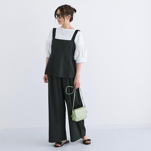 【セール】麻タッチで爽やかな印象に♡ポッコリお腹にもオススメ ペプラムキャミ ビスチェ パンツ セットアップ 24168 5枚目の画像