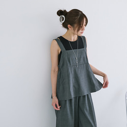 【セール】麻タッチで爽やかな印象に♡ポッコリお腹にもオススメ ペプラムキャミ ビスチェ パンツ セットアップ 24168 16枚目の画像