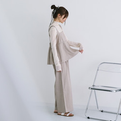 【セール】麻タッチで爽やかな印象に♡ポッコリお腹にもオススメ ペプラムキャミ ビスチェ パンツ セットアップ 24168 3枚目の画像