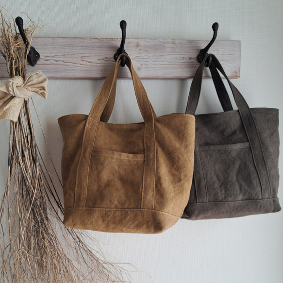 リネン帆布のしっかりトートバッグ 1枚目の画像