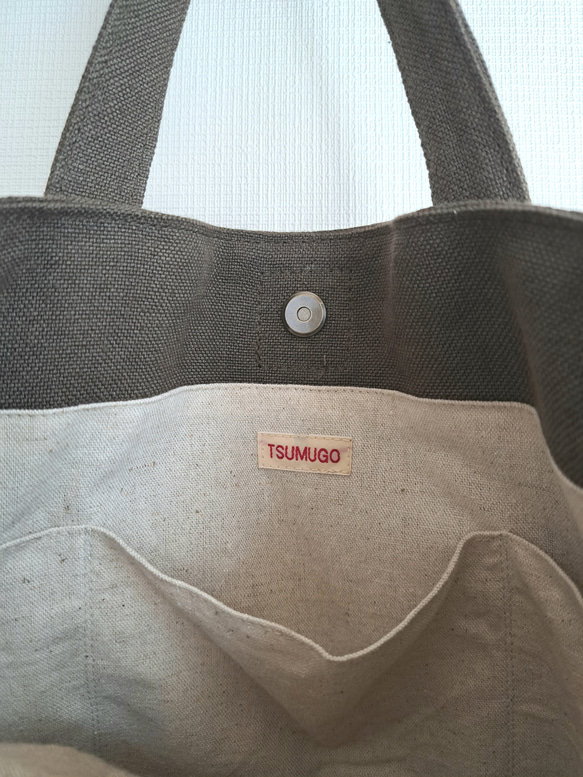 リネン帆布のしっかりトートバッグ 7枚目の画像