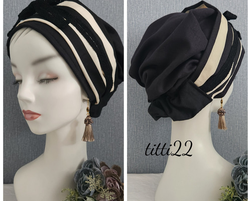 new【フラットタイプ】帽子にもなるヘアターバン ベレー帽・ハンチング