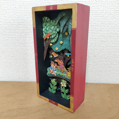 ミニ絵画 ボックスアート『harmony』アクリル絵具／ボール紙・木箱