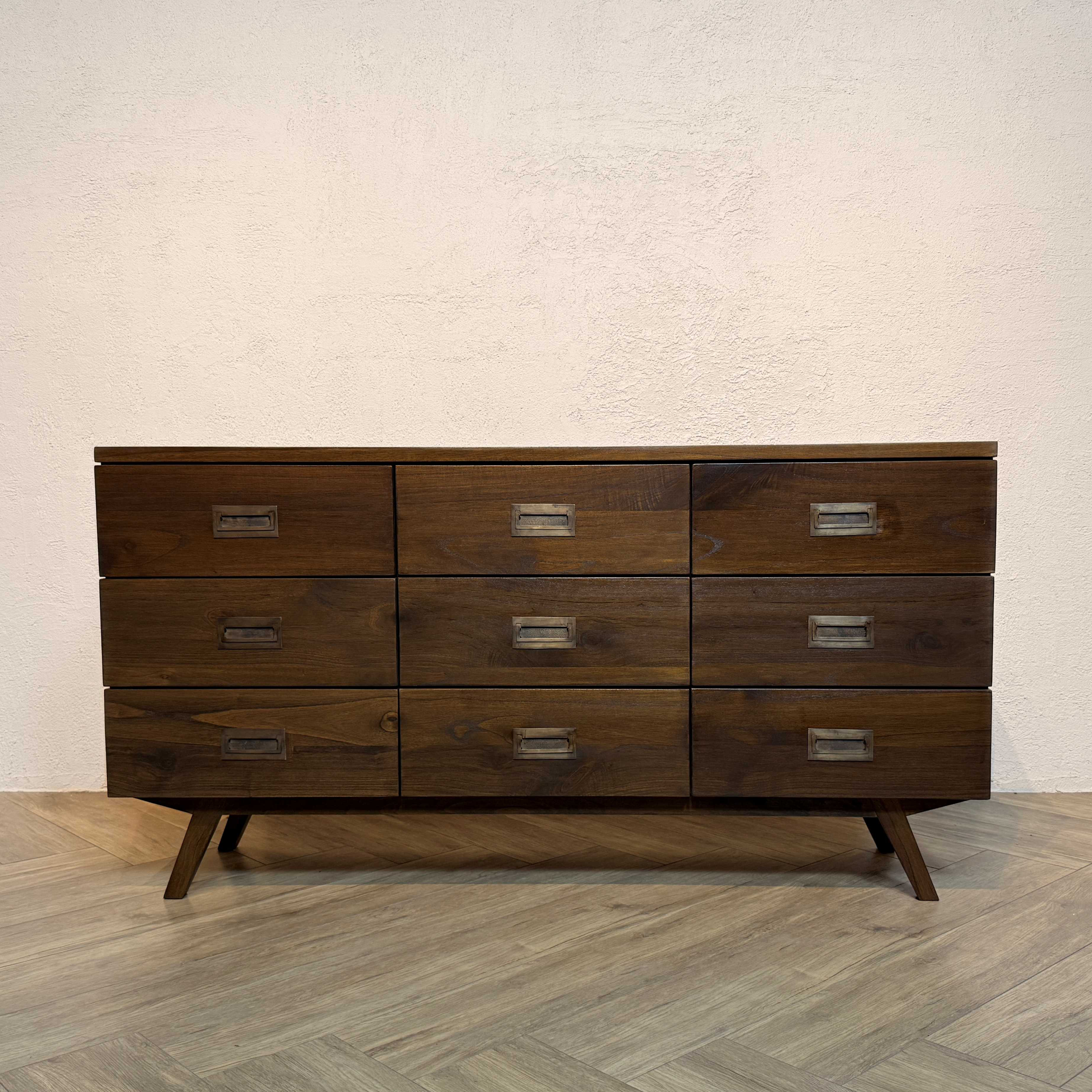 北欧 引き出し9杯 脚付き ドロワーズチェスト キャビネット ミンディ 無垢材 収納 店舗 カフェ【ダーク】che068 39,325円