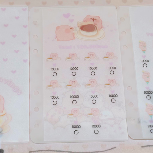 savingリフィル 【オーダー制作】家計管理 Cute pig saving challenge 全6枚リフィル 家計管理 その他素材 未来の