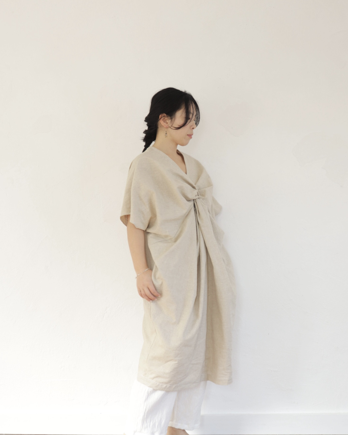 リネン　カシュクールワンピース