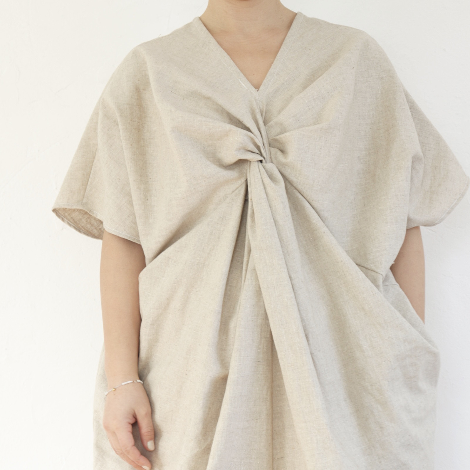 リネン　カシュクールワンピース