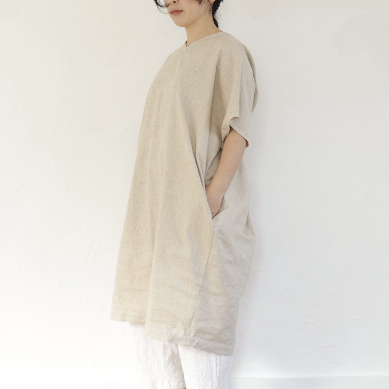 リネン　カシュクールワンピース