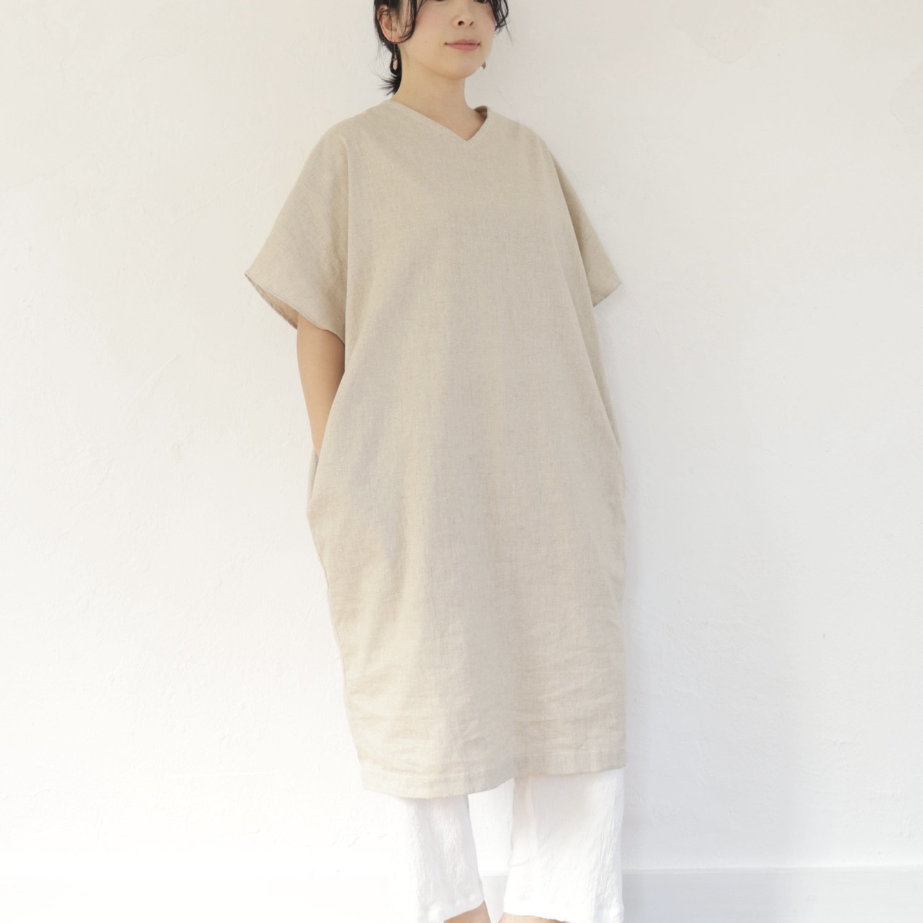 リネン　カシュクールワンピース