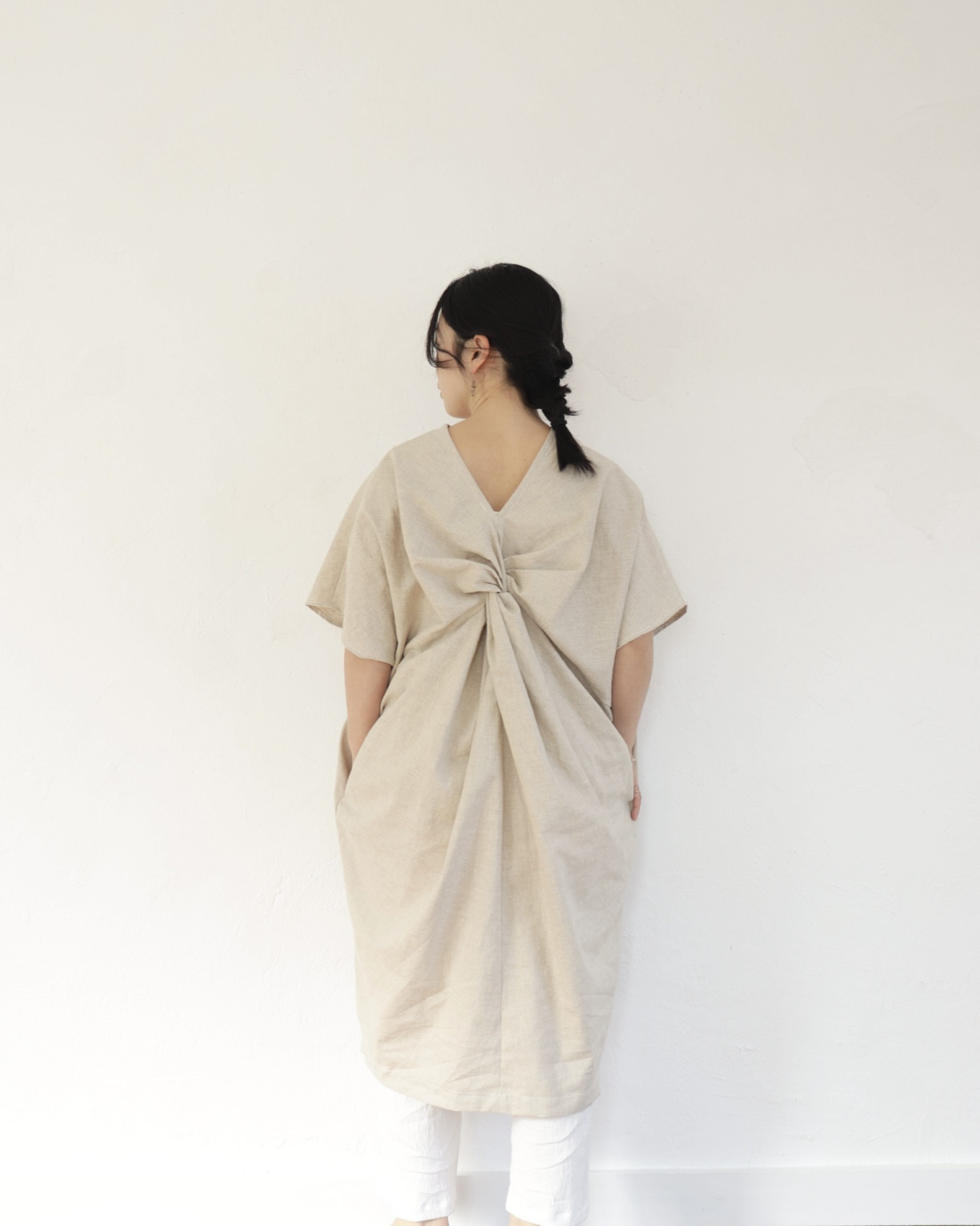 リネン　カシュクールワンピース