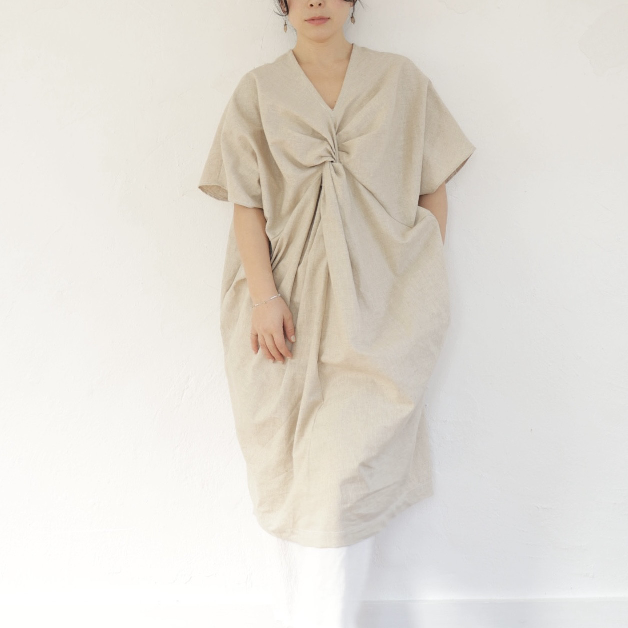 リネン　カシュクールワンピース