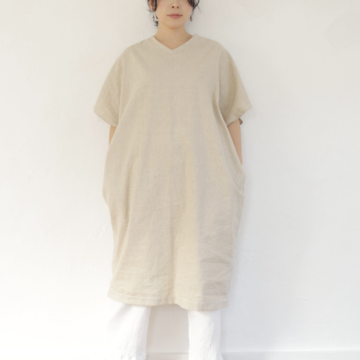 リネン　カシュクールワンピース